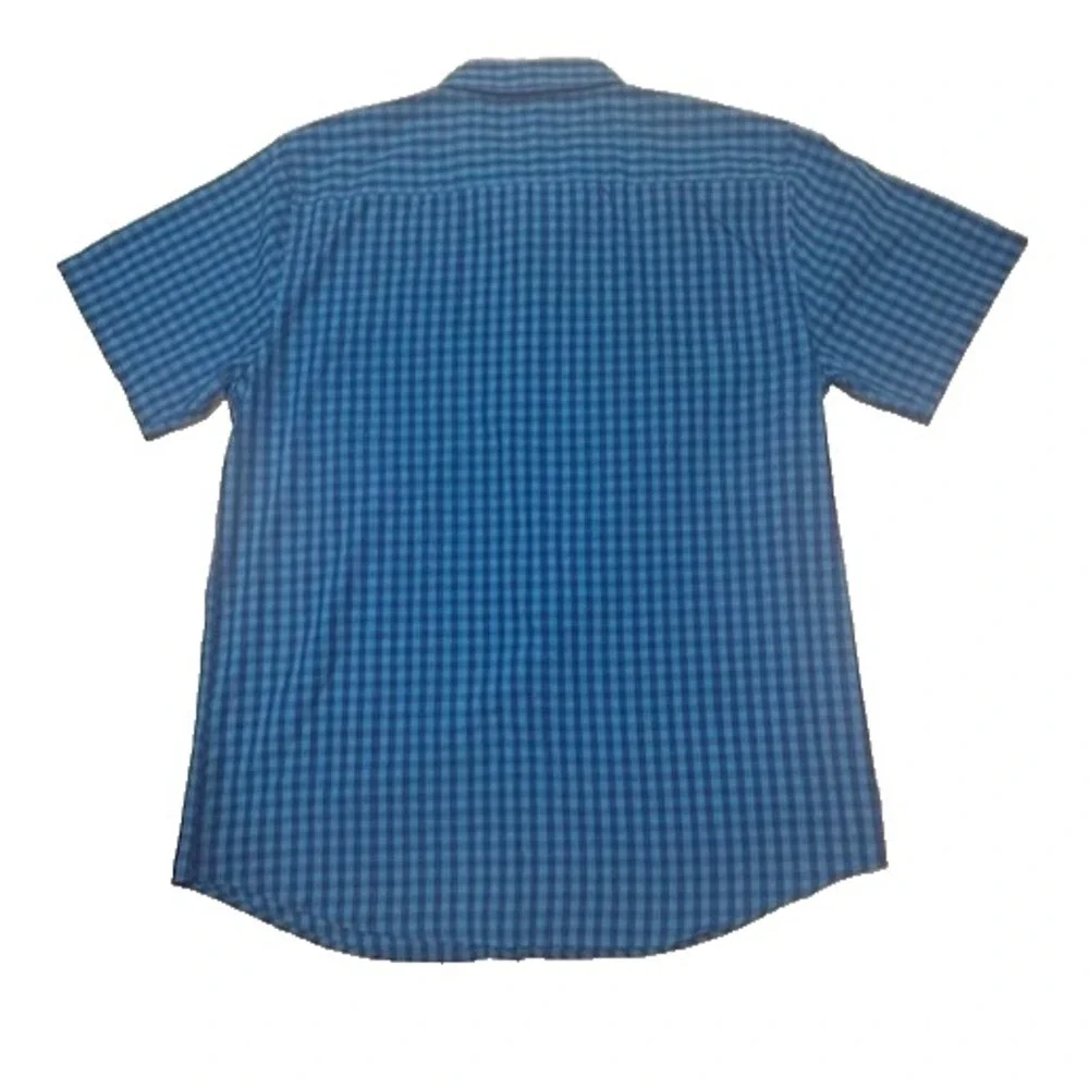 London Fog Mens Gingham Check Slim Fit Short Sleeve Button Down Shirt - Size XL‎